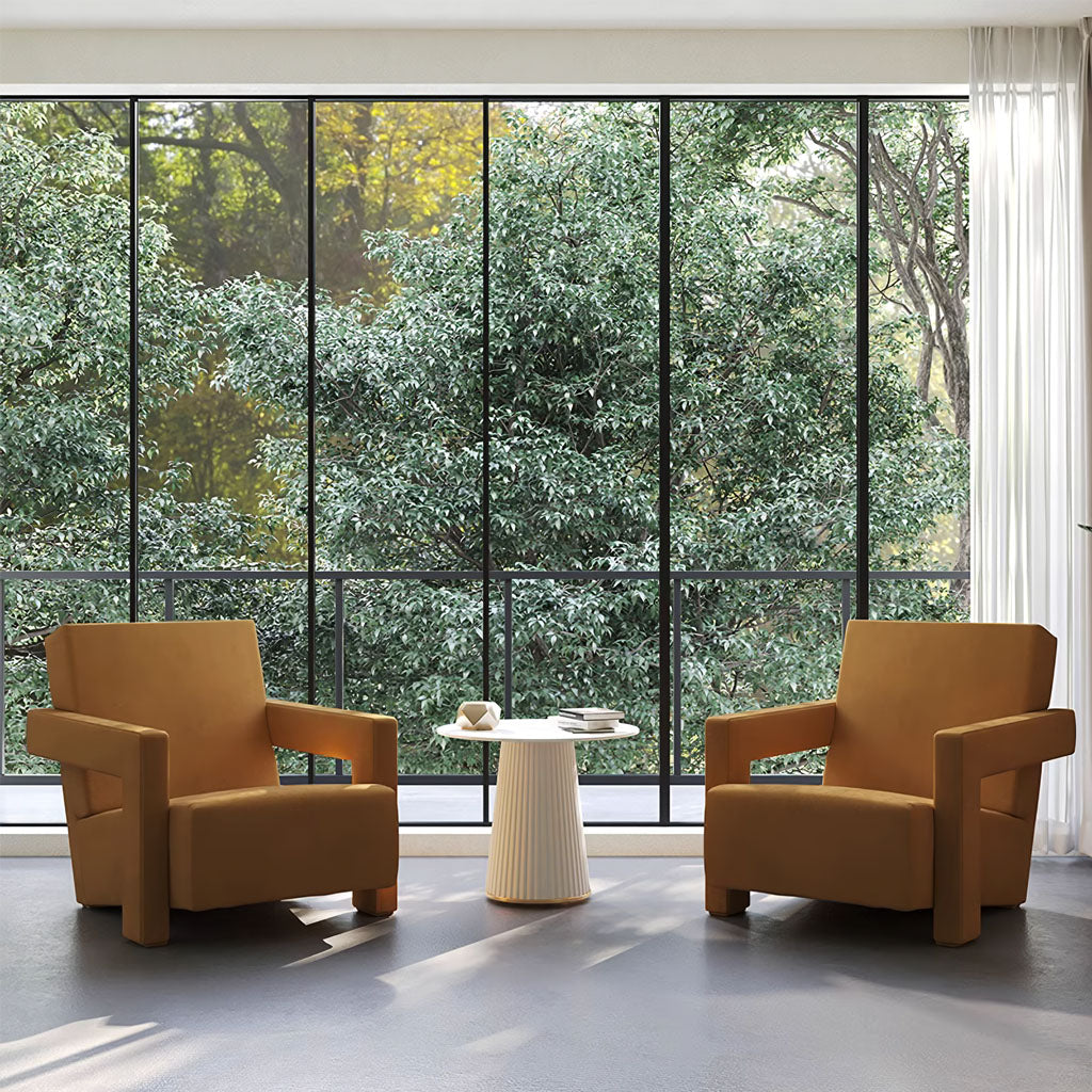Elliot Velvet Armchair Yellow Pair Living Room Lifestyle