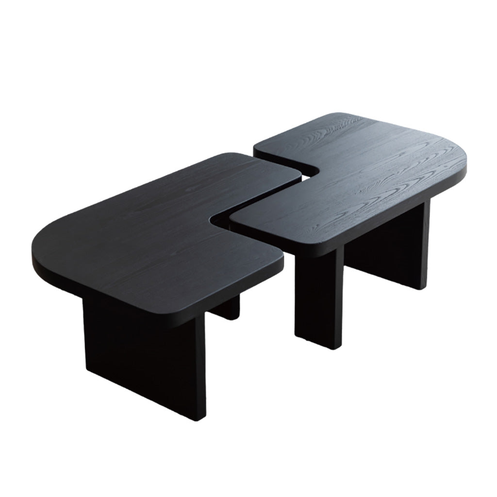 Gade Modular Coffee Table in Black Solid Wood Rectangular