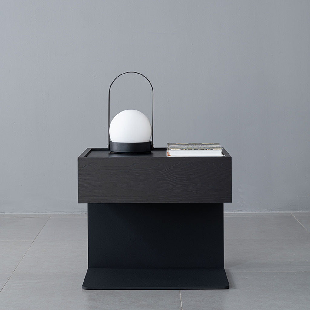 LUMI Nightstand Wooden Steel Black Front