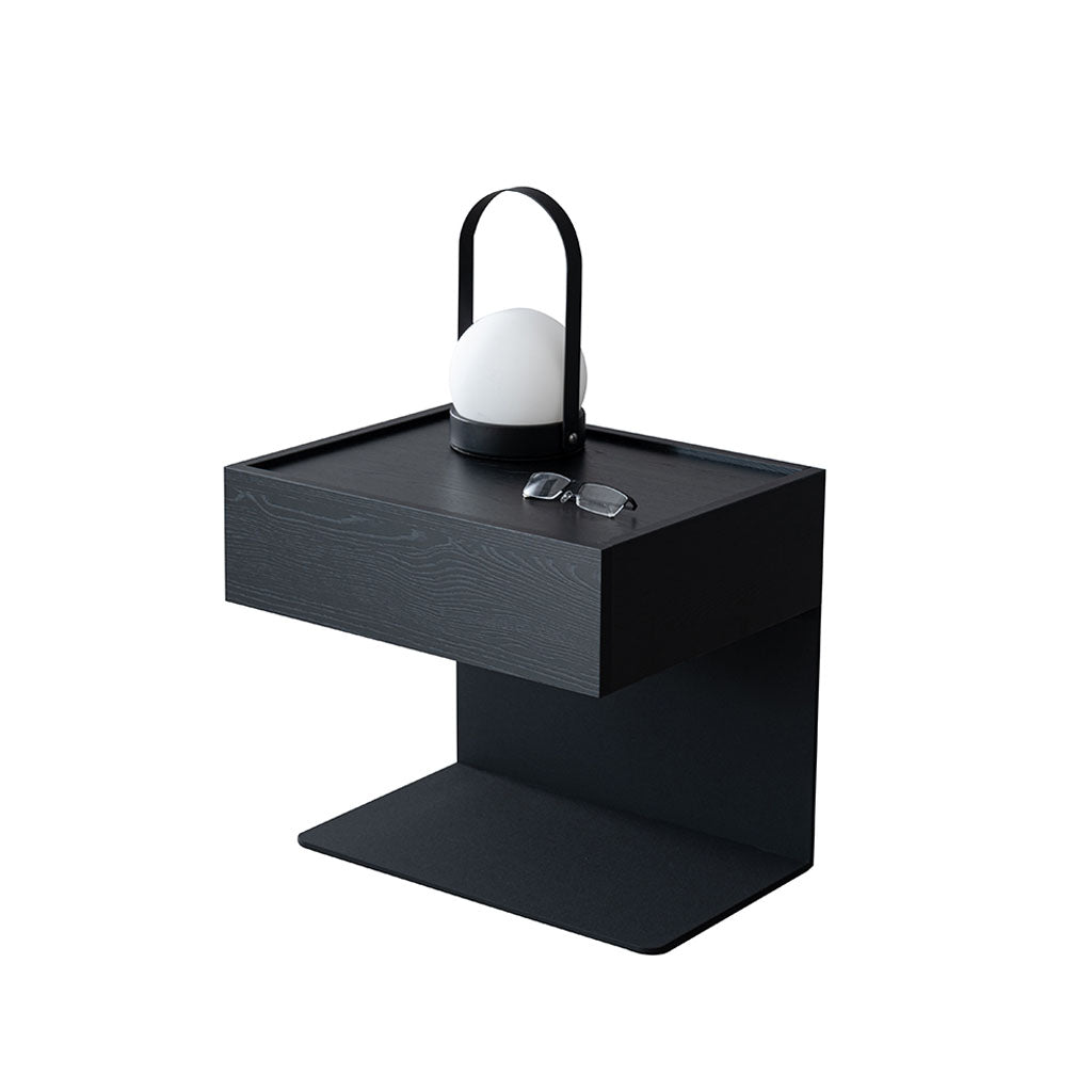 LUMI Nightstand Wooden Steel Black