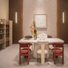 Arco chair styled in contemporary dining space with neutral tones