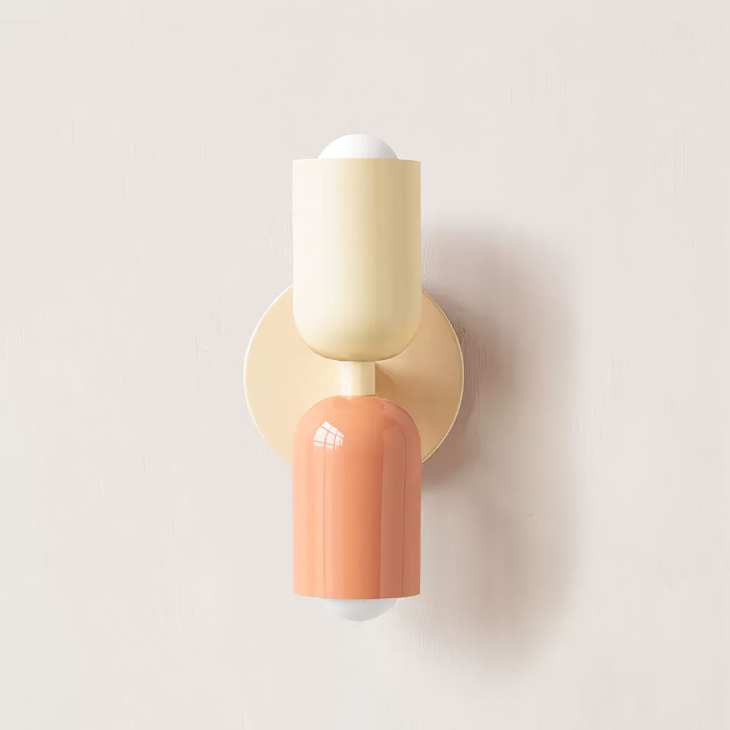 Playful and chic wall lamp in pink and cream steel