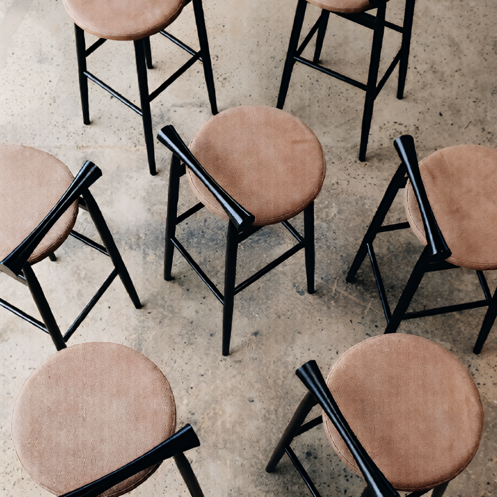 Wooden Kitchen High Stool Bar Stool Minimalist Nordic Design Upholstered Padded Seat