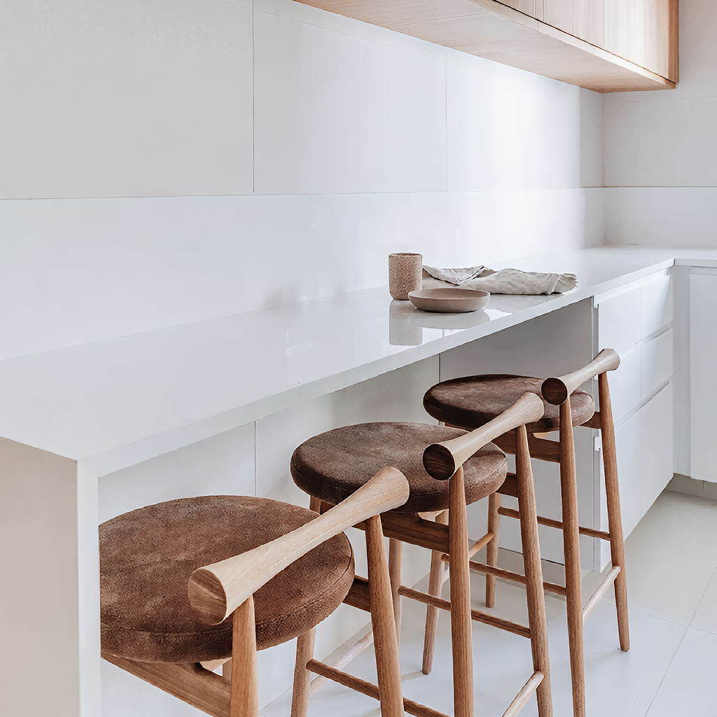 Wooden Kitchen High Stool Bar Stool Minimalist Nordic Design Cushion Padded Seat