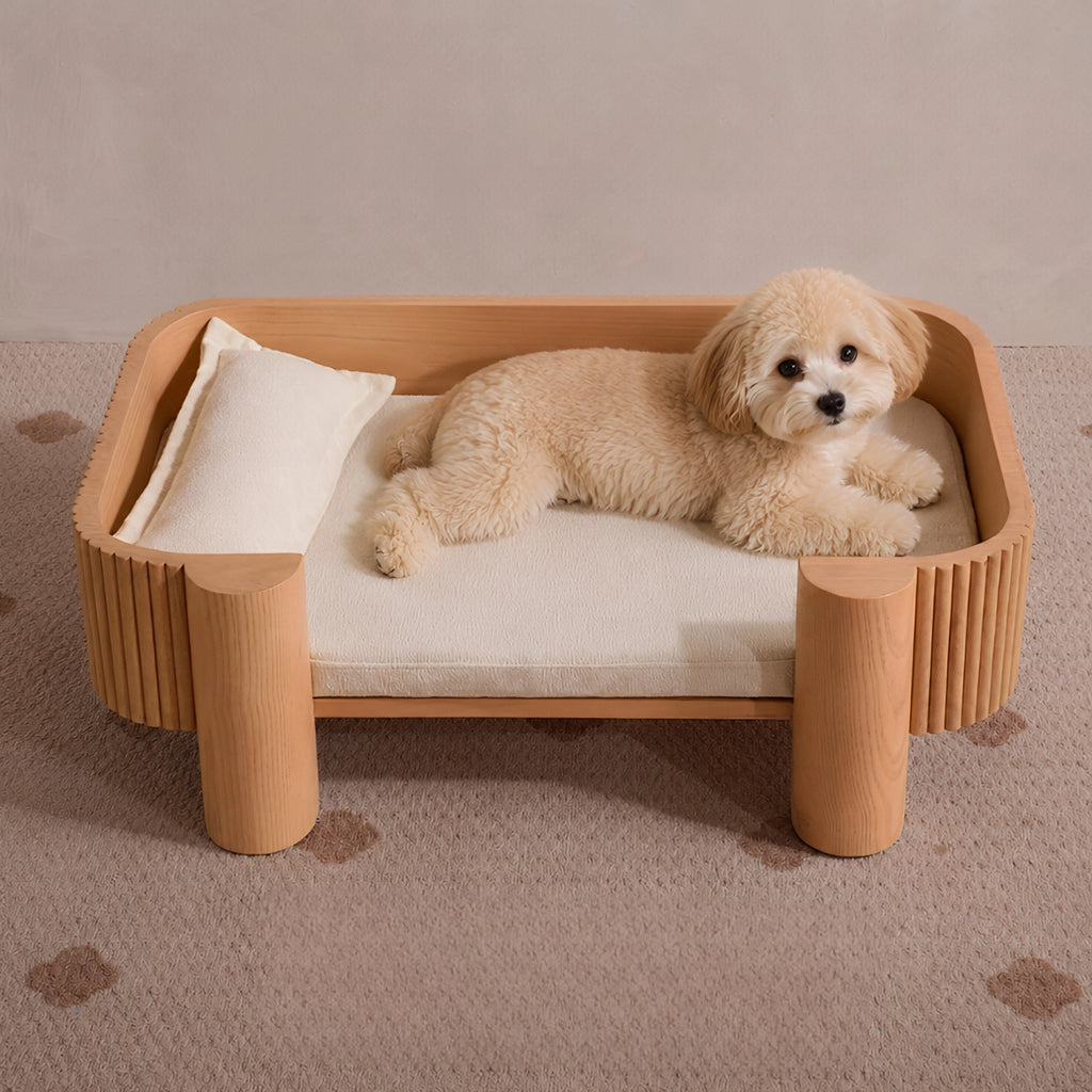 Ashwood Anti friction loop fleece Pet Bedding Cream High Density Foam Ancient Romanstyle Verticalstripes