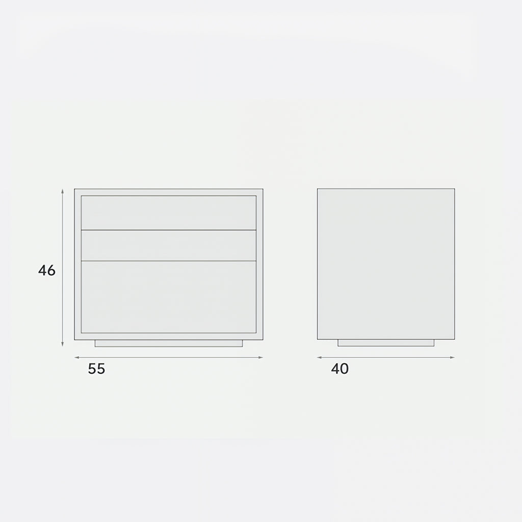 Avero Bedside Table Bedroom Lifestyle Dimension Chart