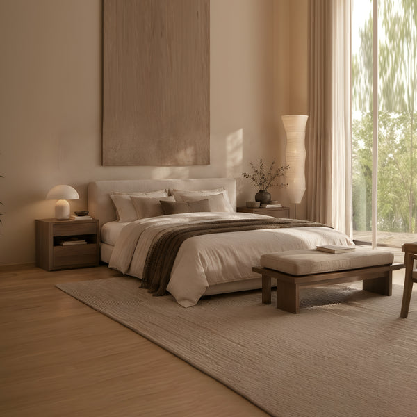 Avero Bedside Table Walnut Bedroom Japandi Lifestyle