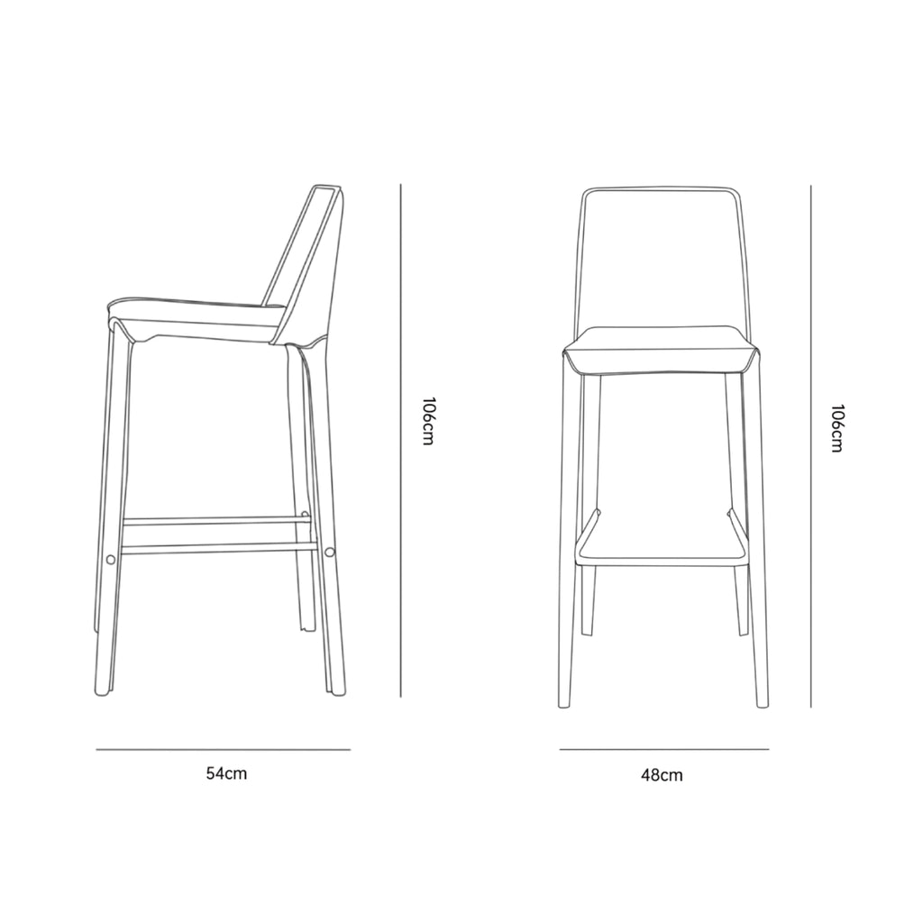 Brown saddle leather kitchen and bar stool dimensions