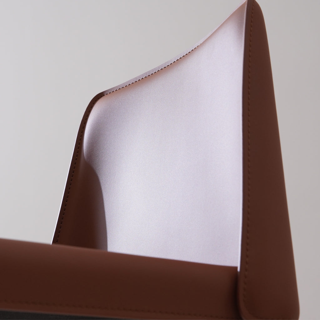 Brown saddle leather bar stool with back support