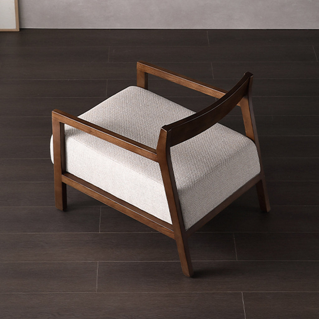BASSO Lounge Chair Armchair Cream Cotton Wooden