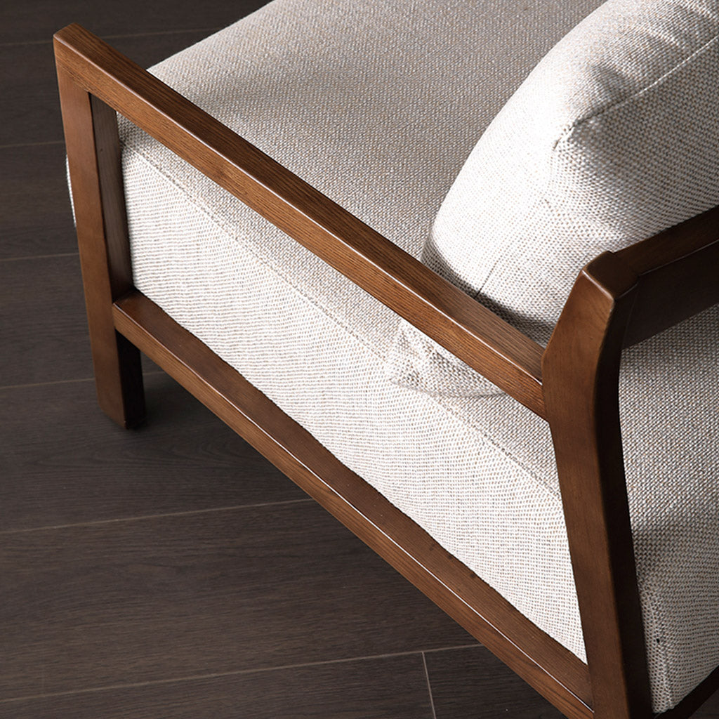 BASSO Lounge Chair Armchair Cream Cotton Fabric