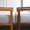 BASSO Lounge Chair Armchair Grey Cotton Oak and Walnut Wood