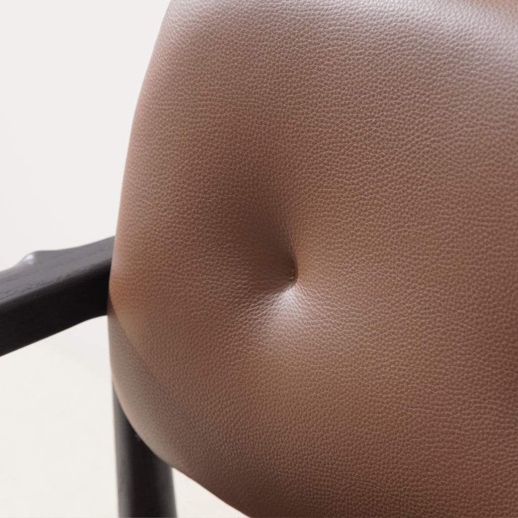 BRODY Stylish Button Tufted Dining Chair Leather Padded Back Support Closeup