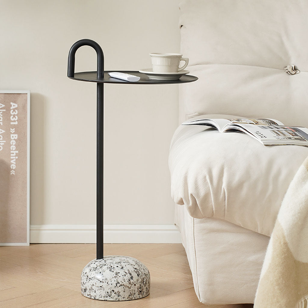 Bowler Side Table Black Granite With Sofa