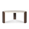Modern 96cm coffee table with organic shapes and micro-cement tactile finish.