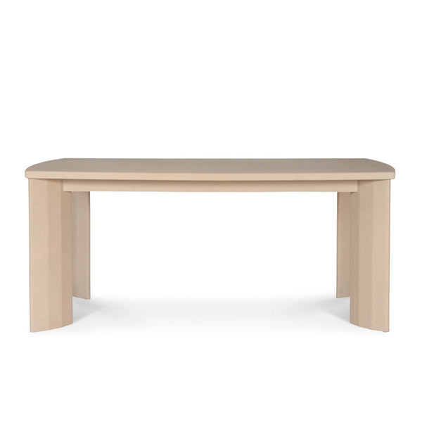 Modern 8-Seater Dining table with micro-cement rectangular top, rounded corners.