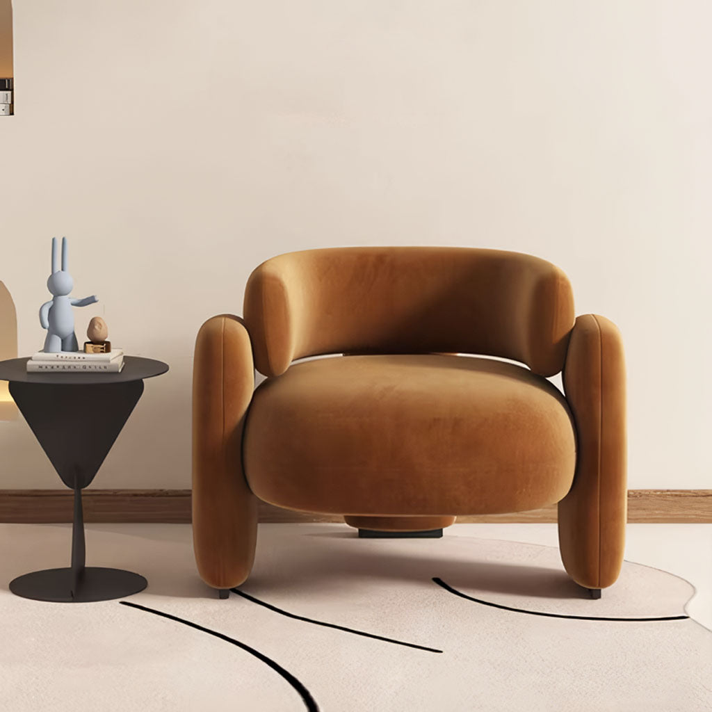 Armchair CaramelEmbrace Armchair Lounge Velvet Smooth Seat in Caramel
