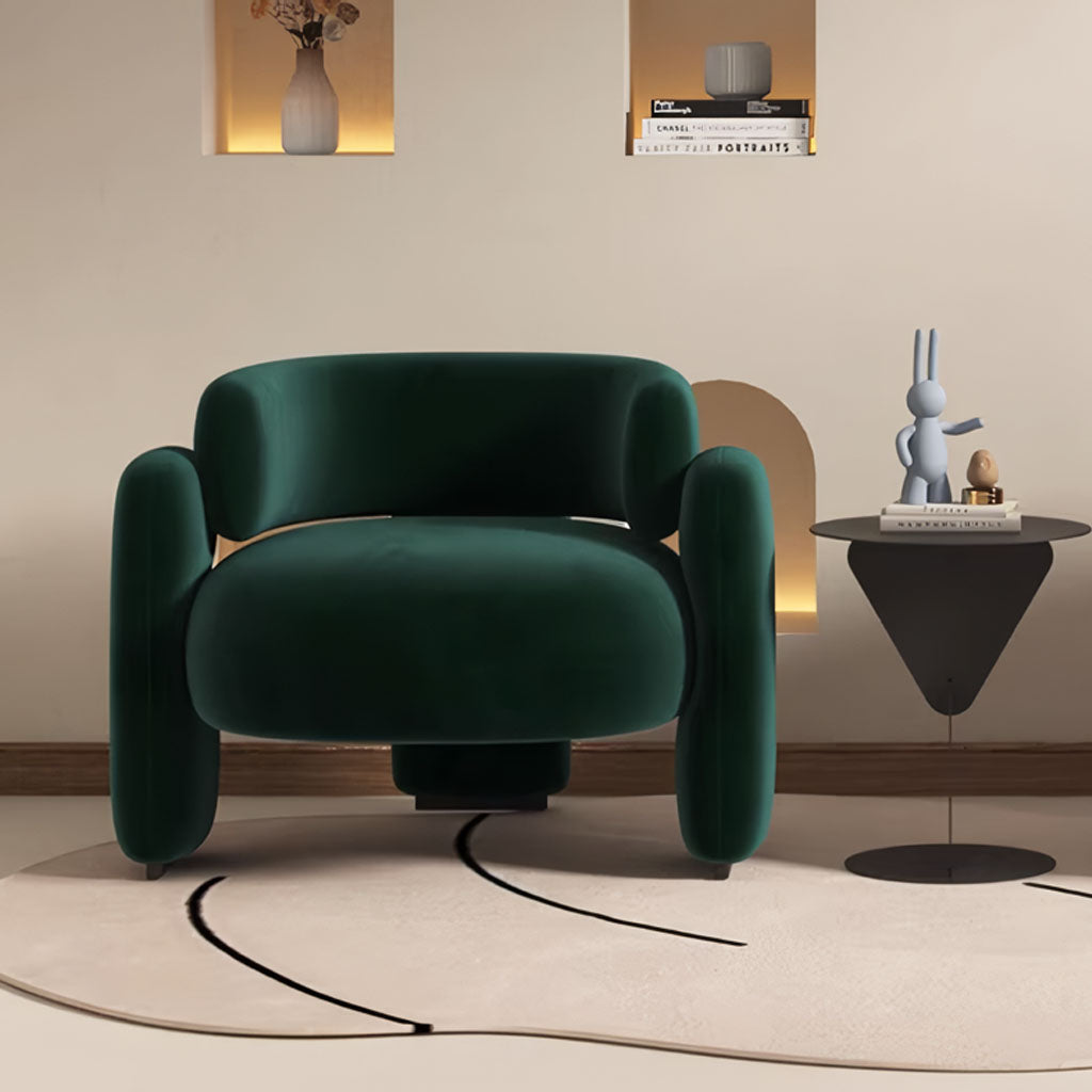 Armchair GreenEmbrace Armchair Lounge Velvet Smooth Seat in Green