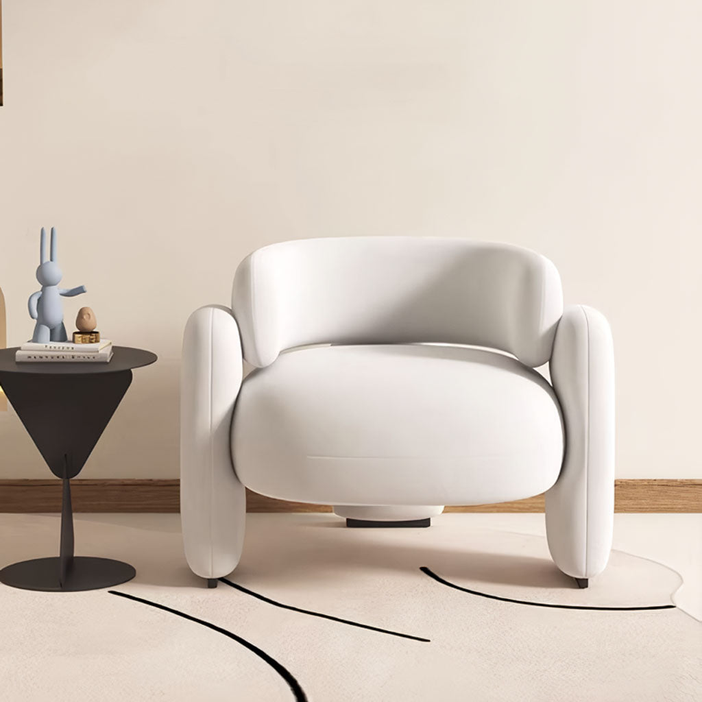 Armchair WhiteEmbrace Armchair Lounge Velvet Smooth Seat in White
