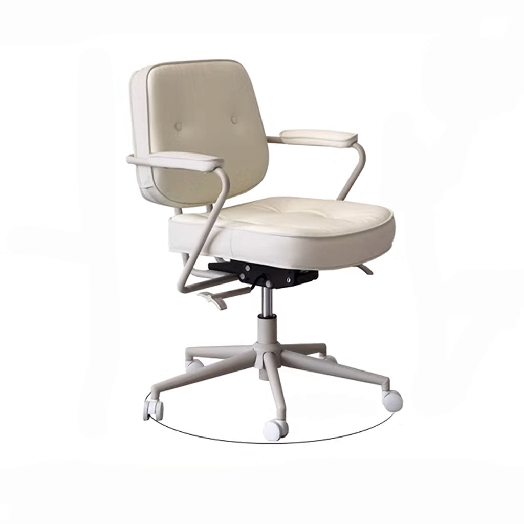 Graham II - Cream White Office Chair Study Chair Swivel Leatheraire