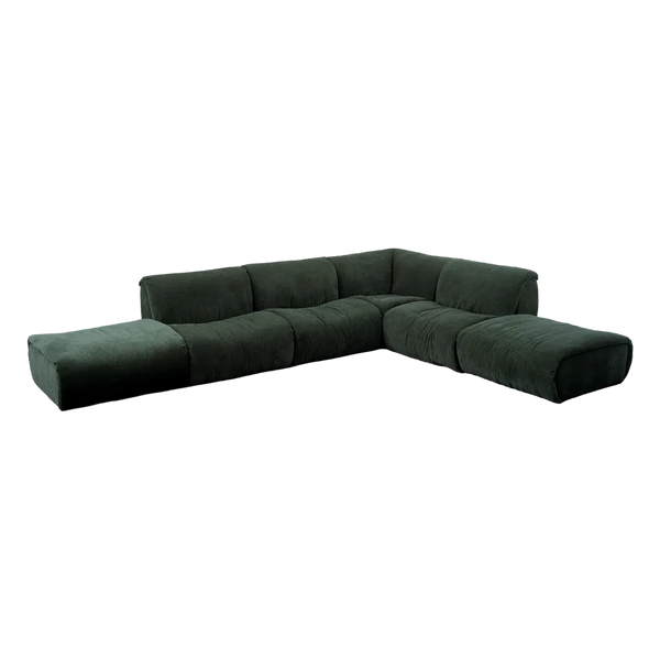 Modular sectional sofa with sculpted curves and cloud-like comfort.
