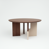 Contra Round Dining Table Microcement Minimal Unique Design Sleek Curved Leg Okuman Veneer 