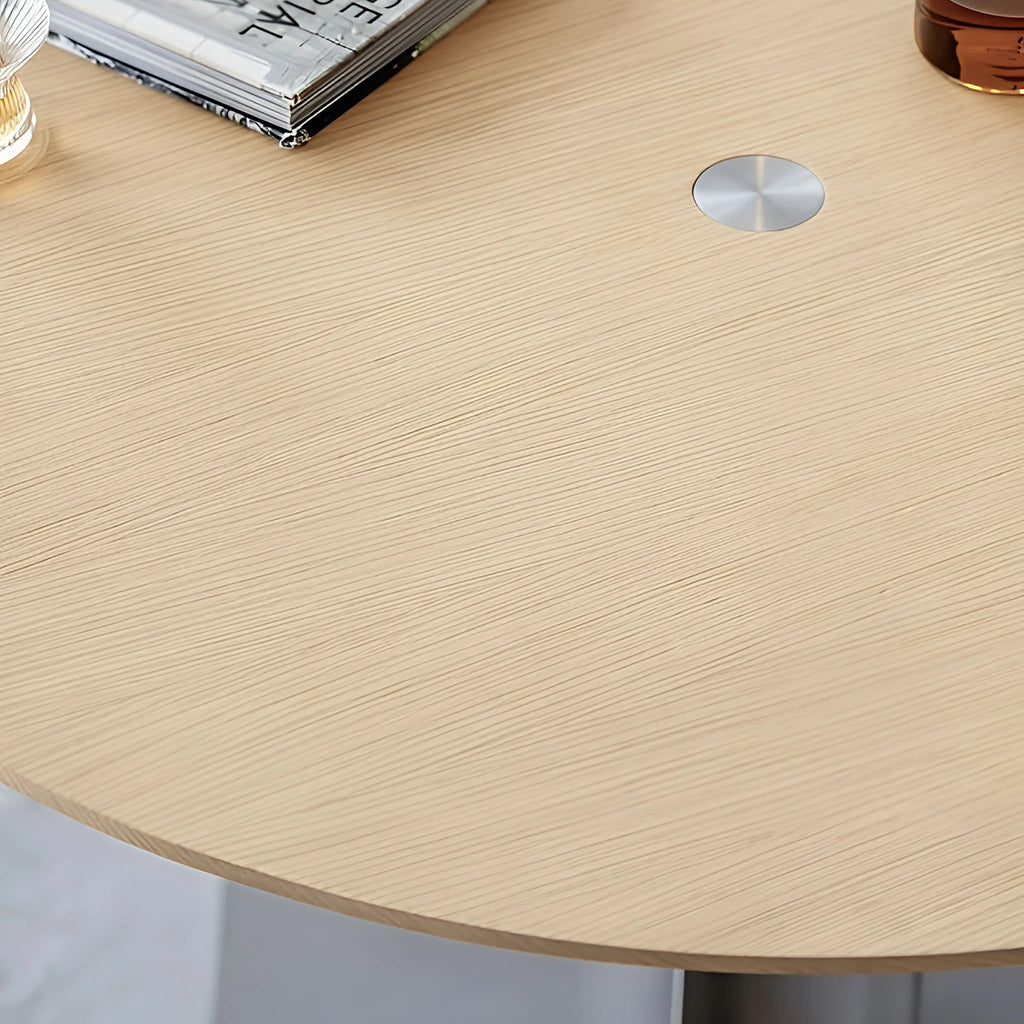 Crux Round Dining Table Oak Stainless Steel Base