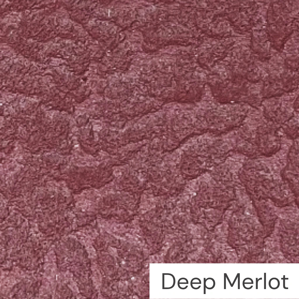 Micro-cement paint finishing on furniture and coffee table in deep merlot texture