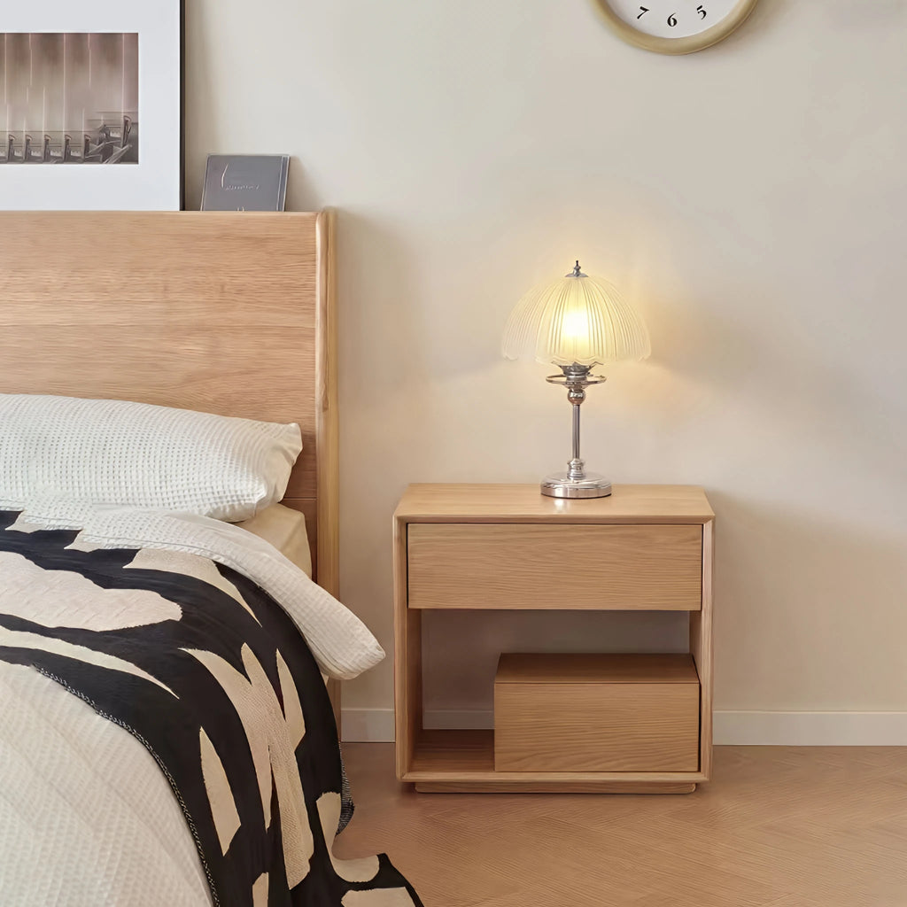 Duxbury Bedside Table Oak symetric Bevel Edge Drawer Bedroom