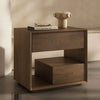 Duxbury Bedside Table Walnut symetric Bevel Edge Drawer Sleek Design