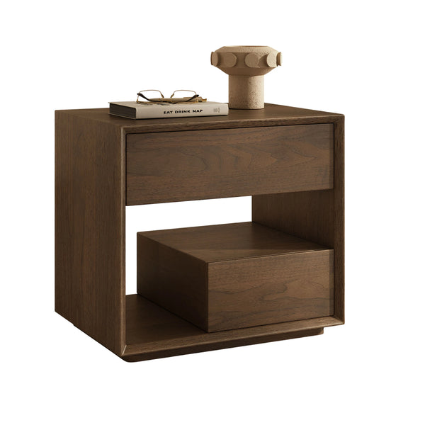 Duxbury Bedside Table Walnut symetric Bevel Edge