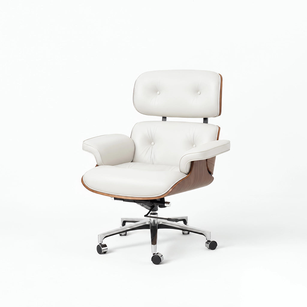 EMS Office Chair Ash White Swivel Wheel Adjustbale Height Ergonomic