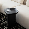 Elegant side table in ashwood showcasing a modern cube like design with soft rounded edges