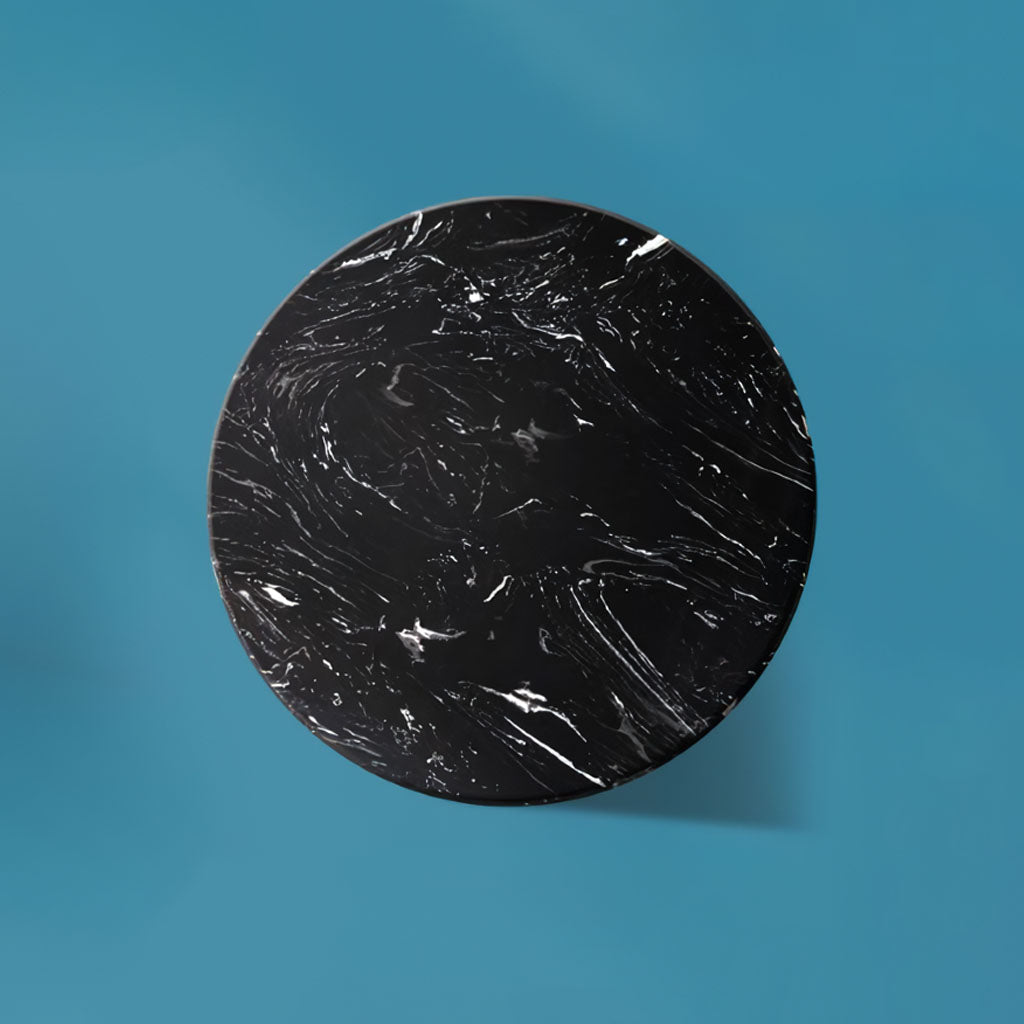 Elle Round Black Marble Side Table