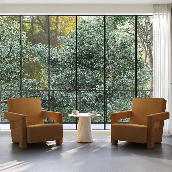 Elliot Velvet Armchair Yellow Pair Living Room Lifestyle