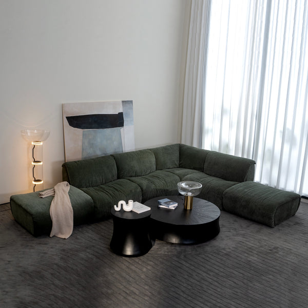 luxury modular couch with rounded edges and plush design