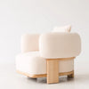 Frankie Lounge Chair Bouclé Upholstered Cream White Wooden Legs