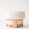 Frankie Lounge Chair Bouclé Upholstered Cream White Wooden Legs Rear