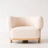 Frankie Lounge Chair Bouclé Upholstered Cream White Wooden Legs