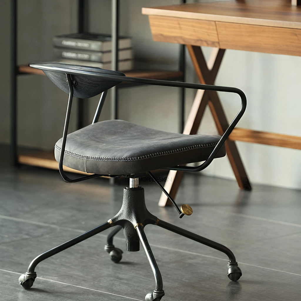 Harz Office Chair Anline Genuine Leather Grey Design