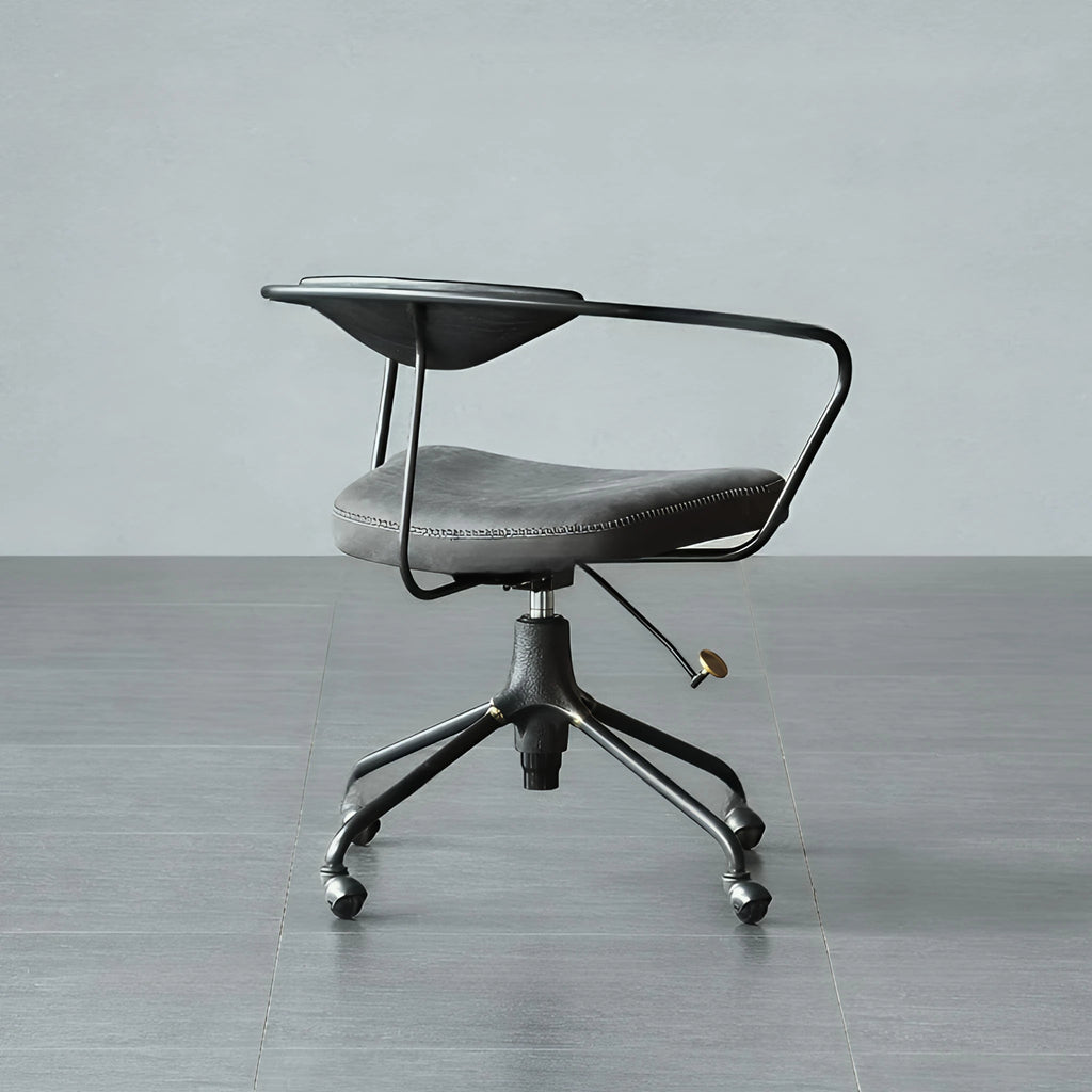 Harz Office Chair Anline Genuine Leather Grey Swivel