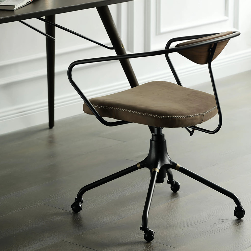 Harz Office Chair Anline Genuine Smoky Brown Design ndustrial