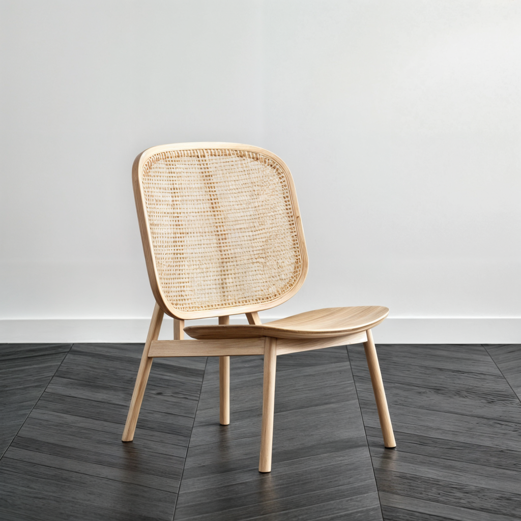Kane Rattan Armchair wooven Rattan Backrest Minimal Curved Living