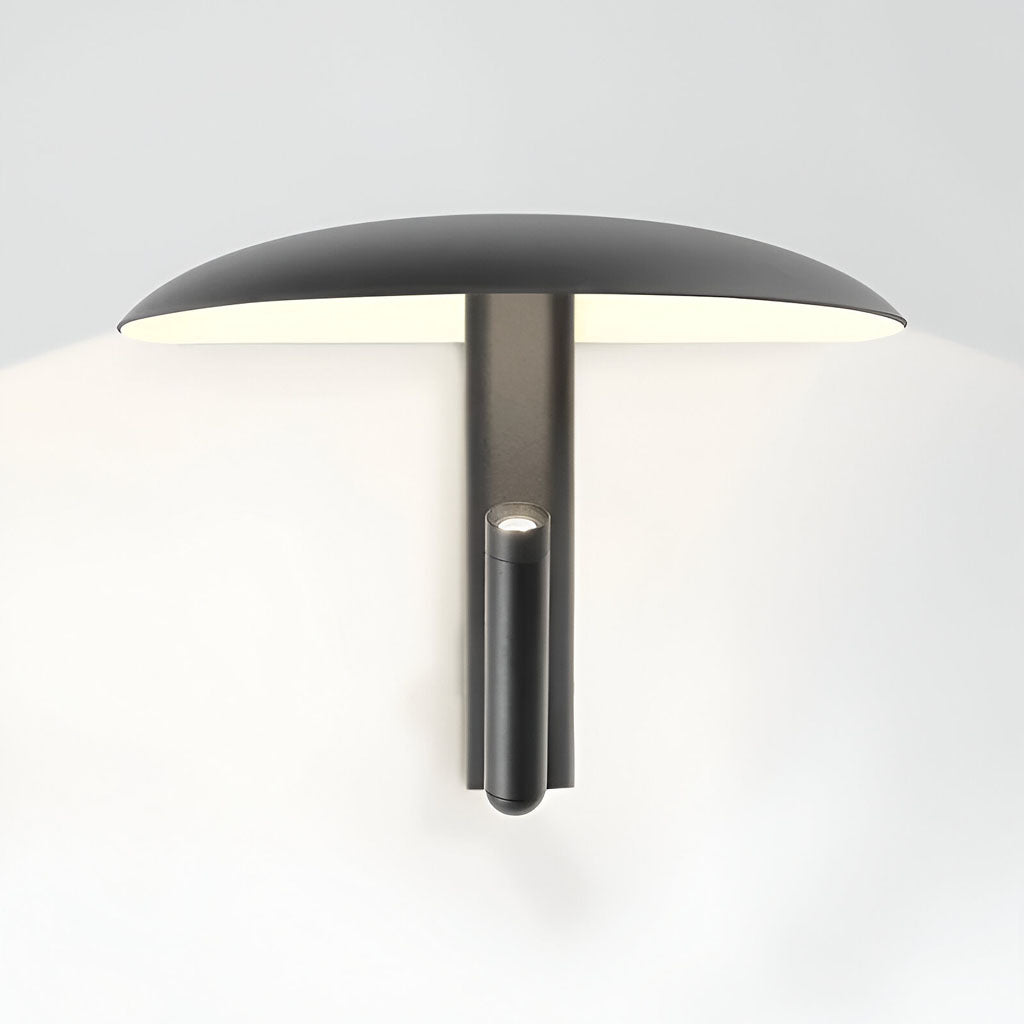 Unique wall light 360° adjustable ambient lighting in black steel for living room, bedroom, or hallways.