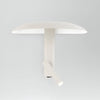 Minimal wall lamp design with 360° adjustable ambient lighting in white steel for living room, bedroom, or hallways.