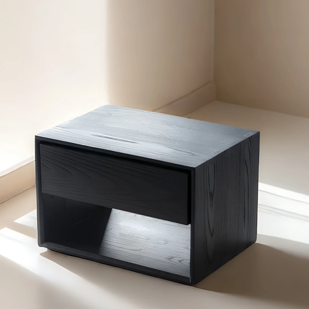 Kasen Bedside Table Black New zealand Pinewood Bedroom Minimal Lifestyle Japandi