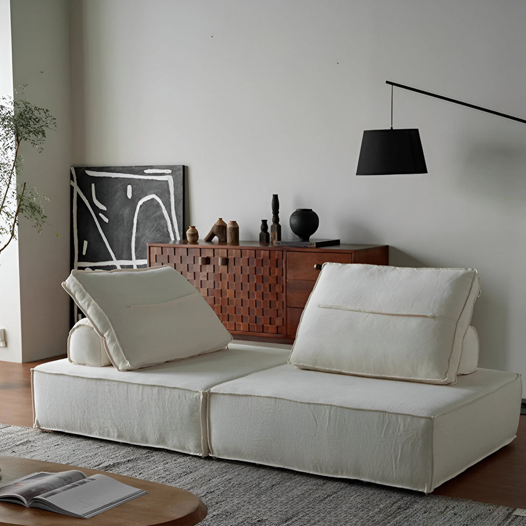 Liam Modular Linen Sofa Modern Style Living Room Contemporary Interior