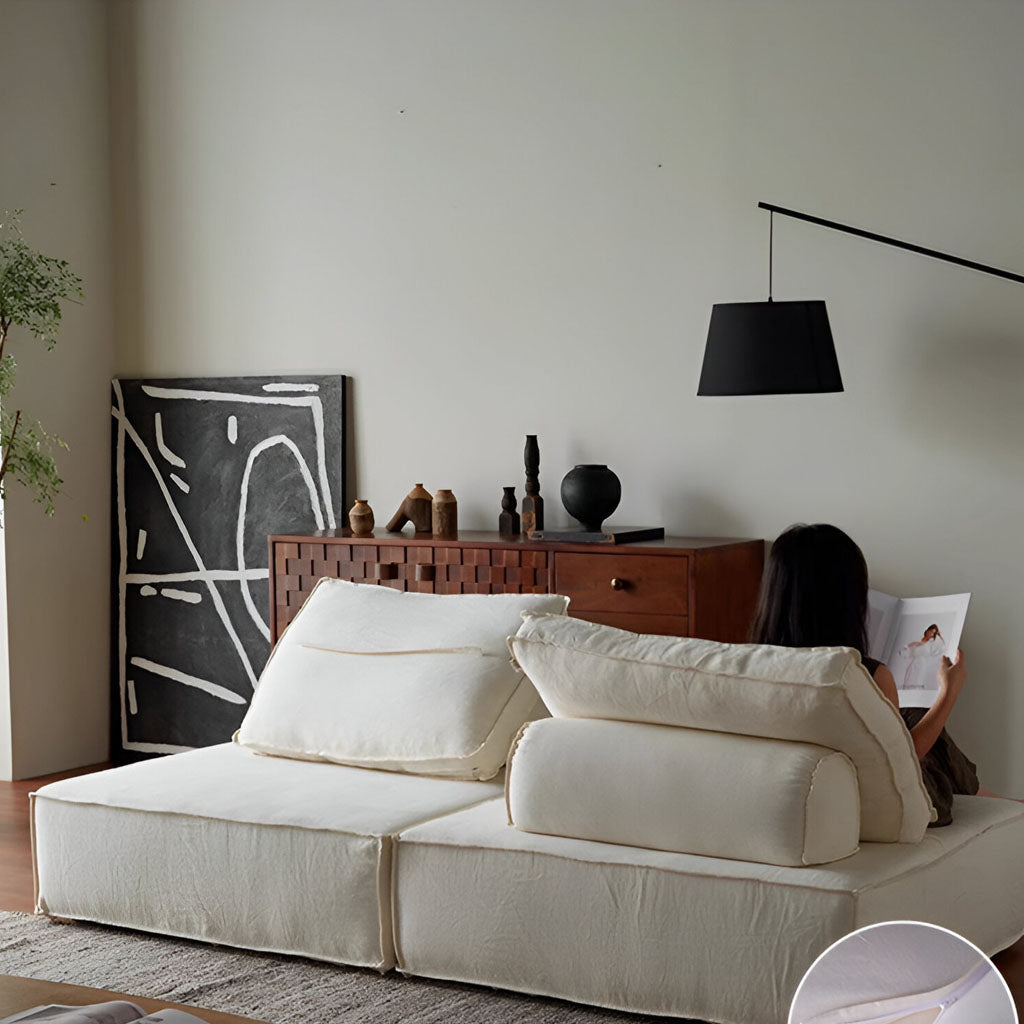 Liam Modular Linen 2-Seater Sofa Modern Style Living Room Cozy Contemporary Interior
