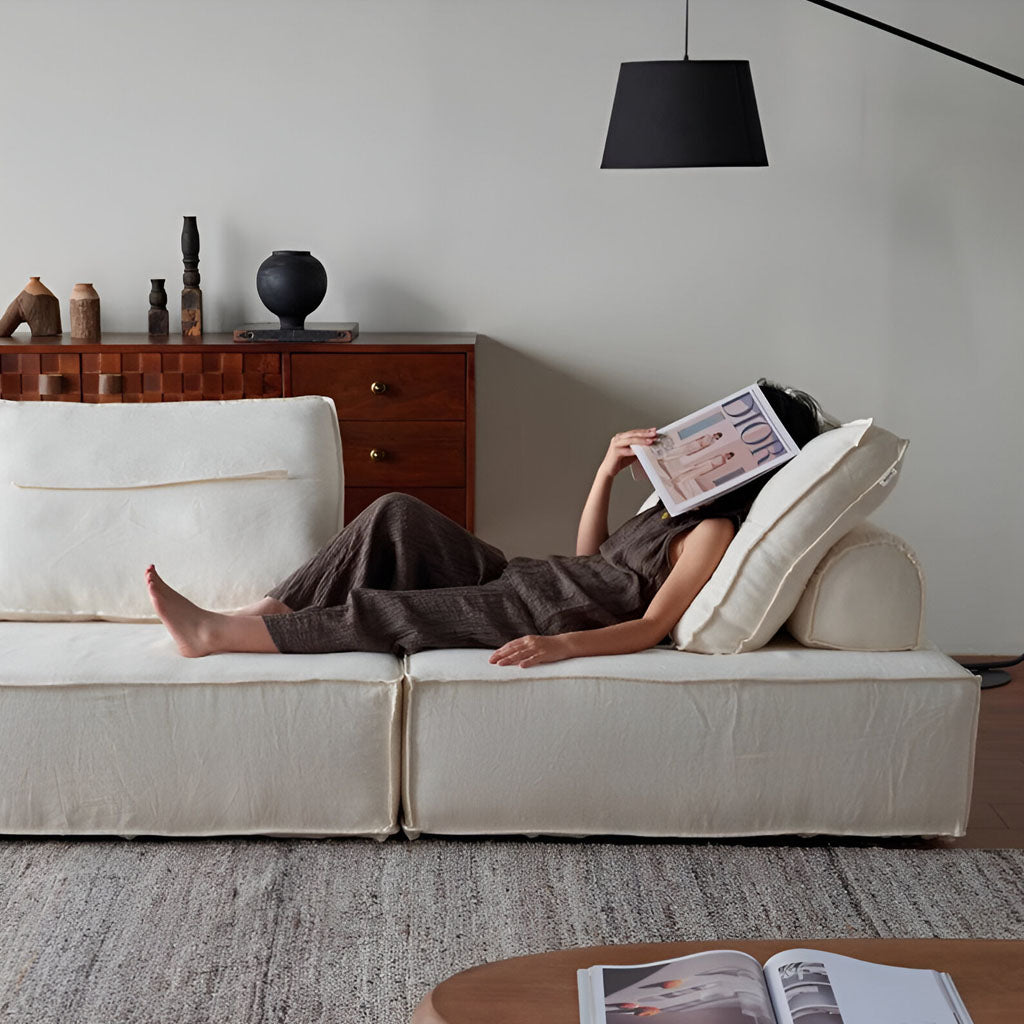 Liam Modular Linen Sofa Modern Style Living Room Cozy Contemporary Interior