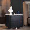 Milton Bedside Table Black Wood and White Marble Bedroom
